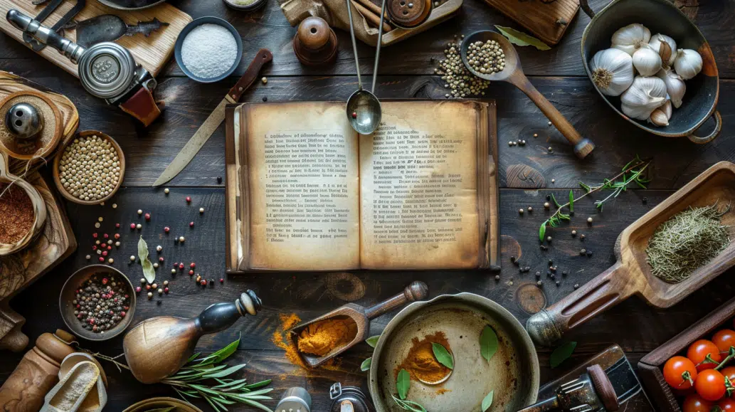 recipe book open to a page filled with abbreviations