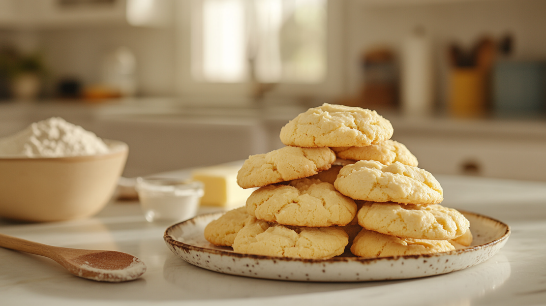 plate of freshly baked butter cookies