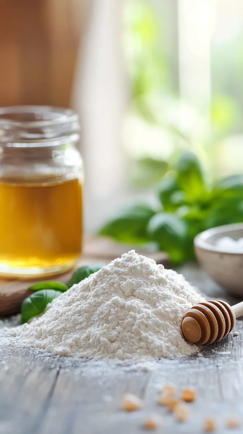 00 flour on a rustic wooden surface