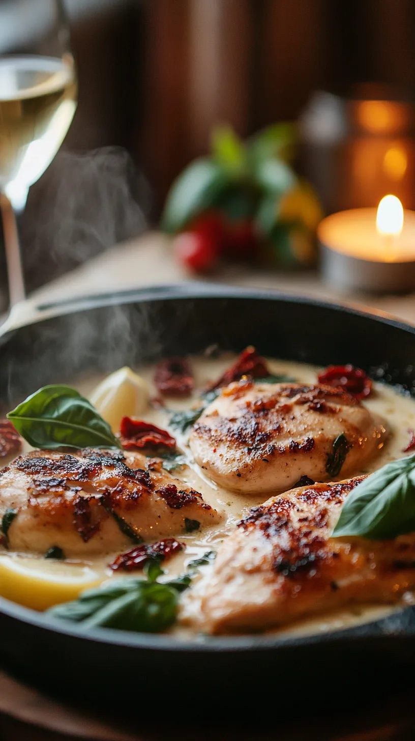golden seared chicken breasts glistening with a velvety Parmesan sauce