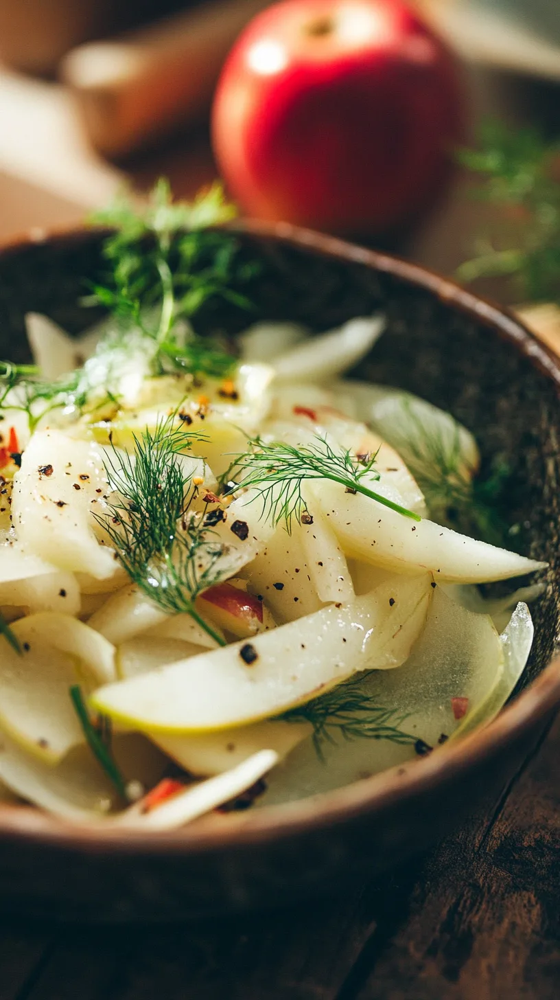 inviting macro shot of a Shaved Fennel and Apple Salad