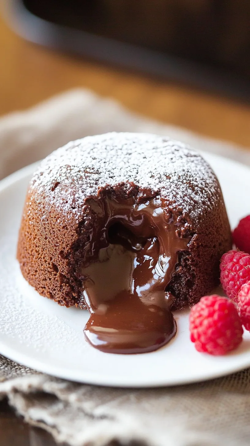 perfectly baked chocolate lava cake on a white plate