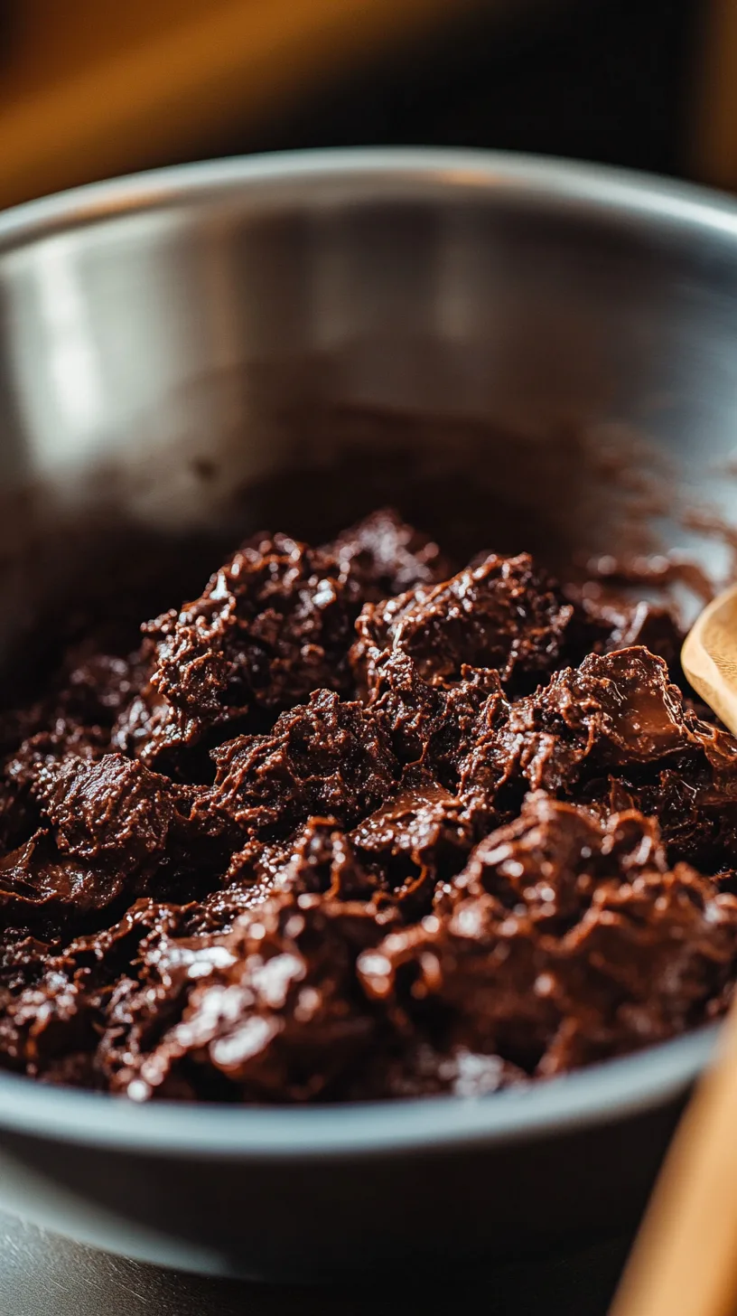 seized chocolate in a stainless steel bowl