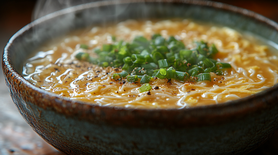 steaming bowl of egg drop soup