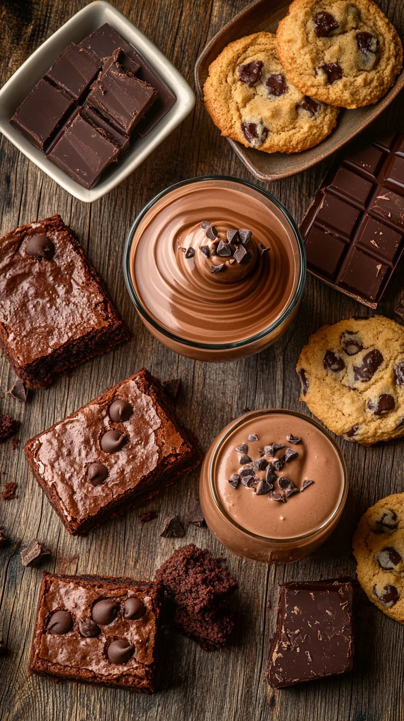 variety of delicious-looking desserts made with seized chocolate