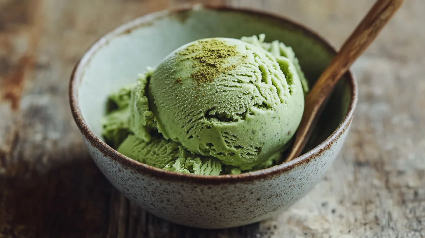 scoop of homemade matcha ice cream