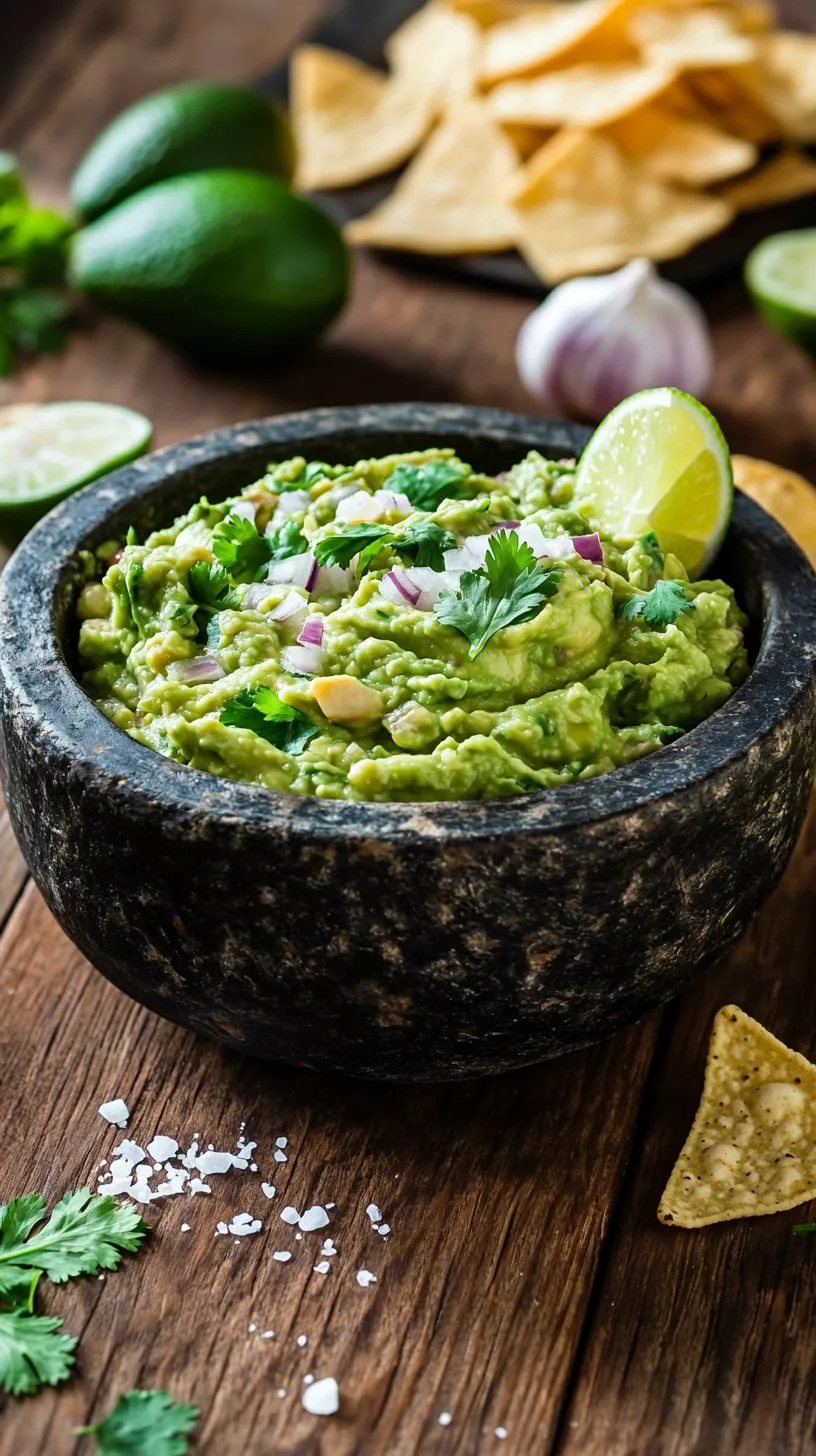 traditional stone molcajete filled with freshly made chunky guacamole