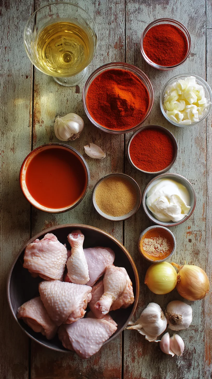 ingredients for Chicken Paprikash