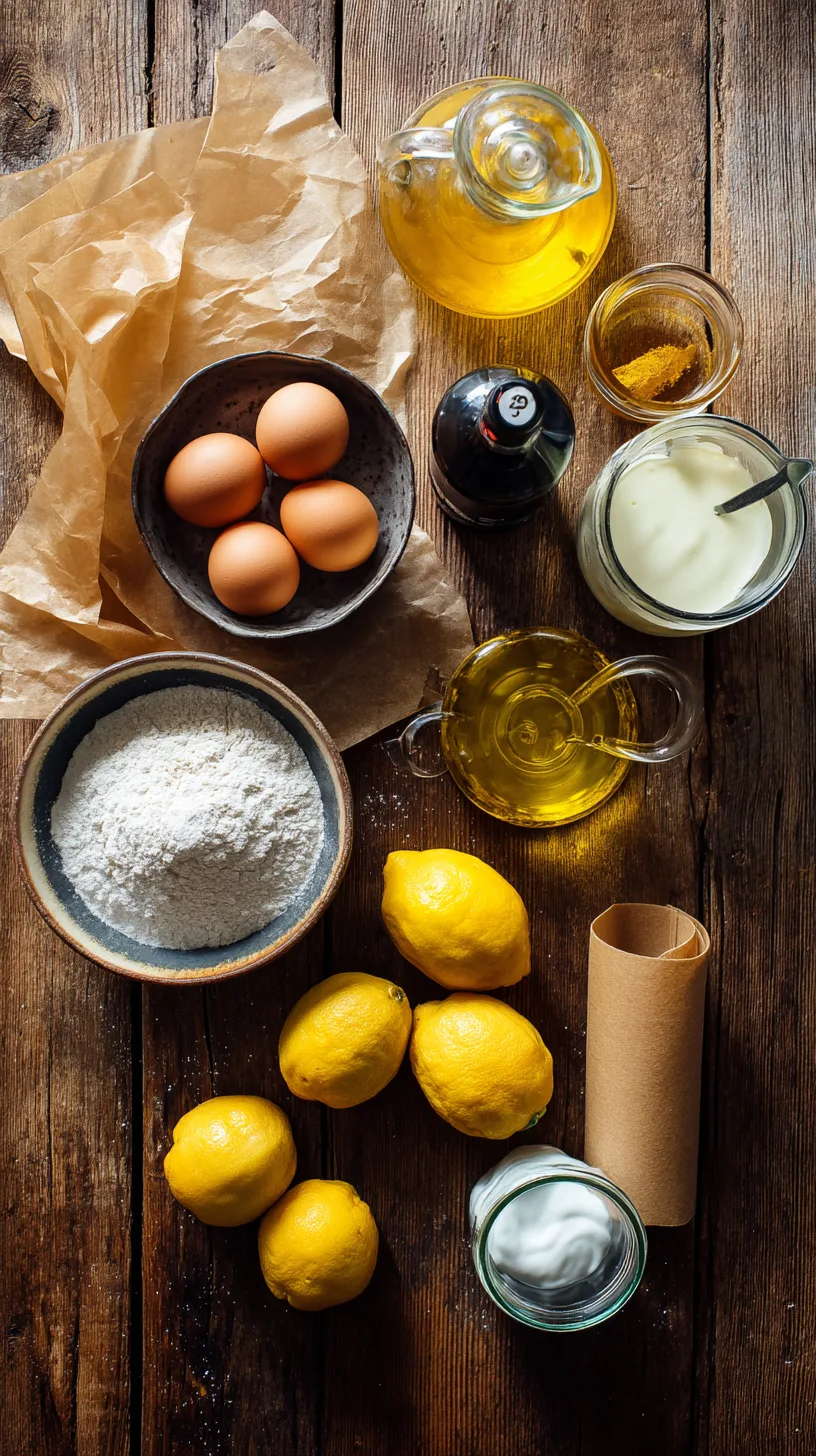 ingredients for lemon olive oil cake