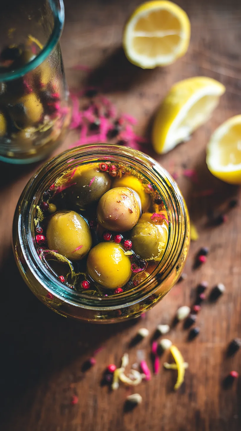marinated olives glistening in golden olive oil