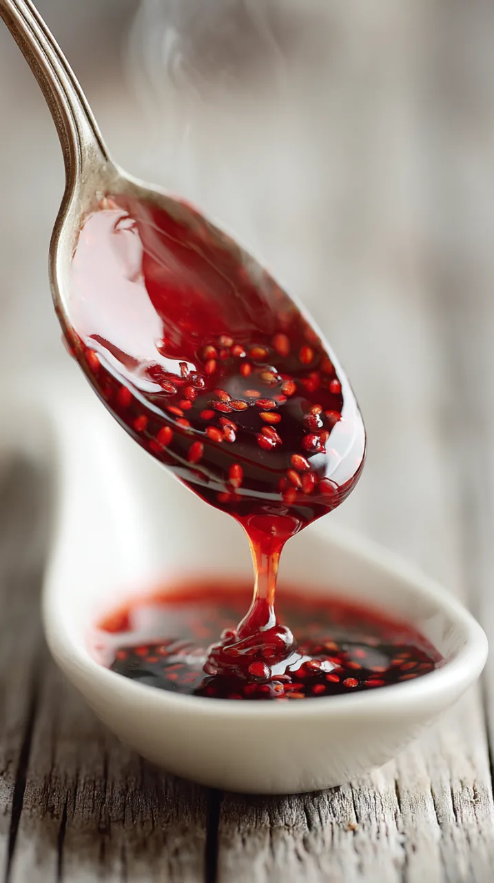 closeup of strawberry balsamic reduction