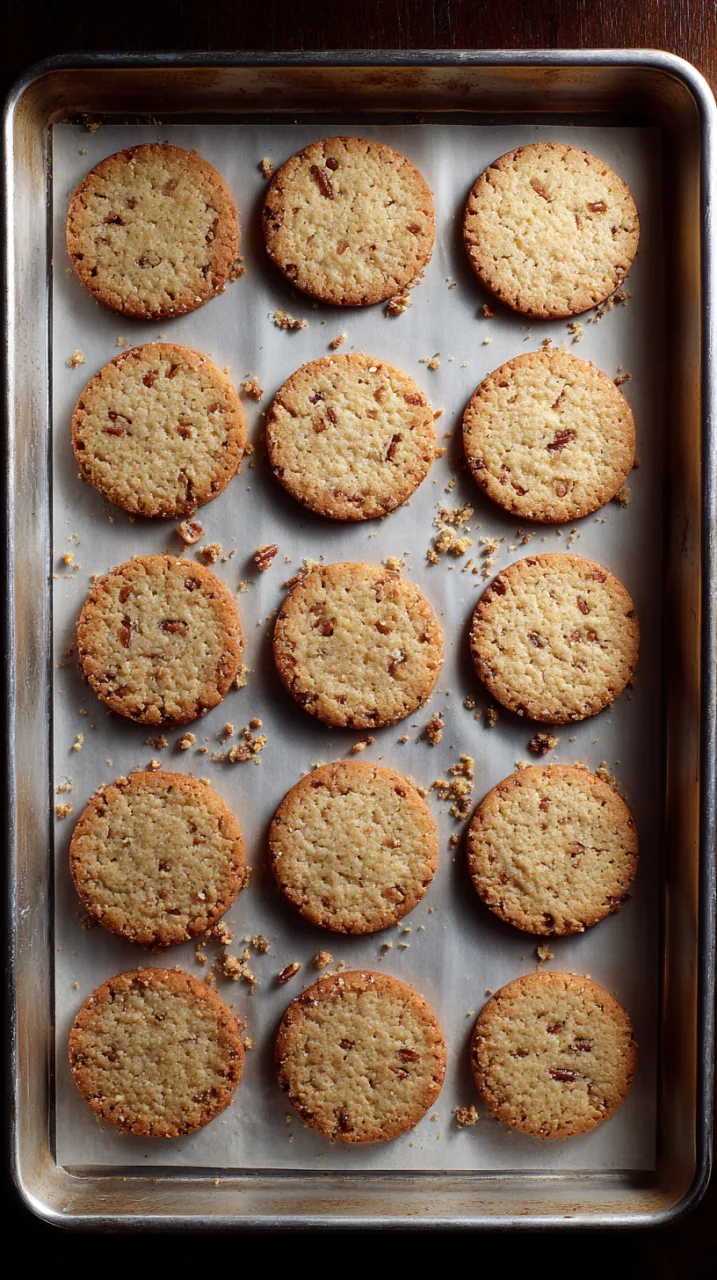 Toasted pecan shortbread cookies just out of the oven