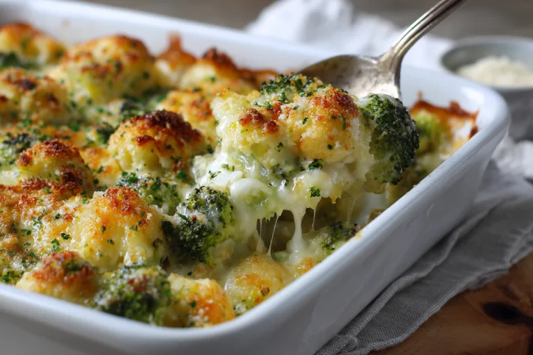 Cheesy Broccoli Cauliflower Casserole