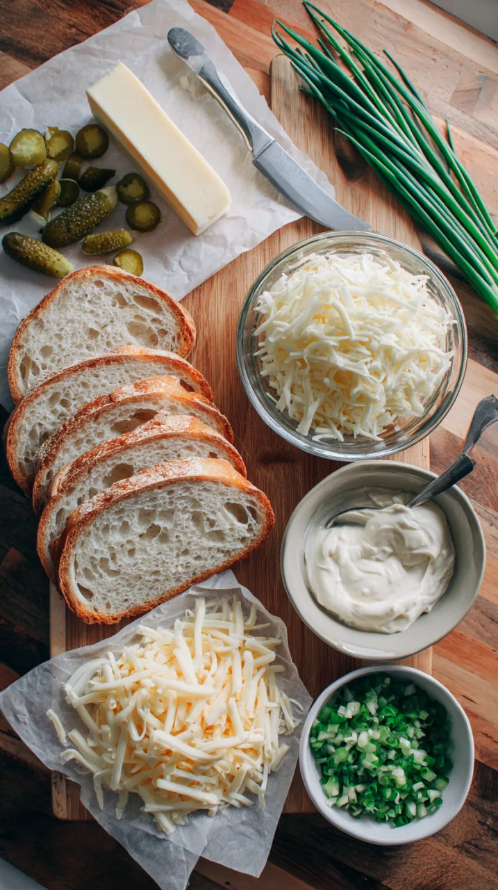 ingredients for spicy pickle grilled cheese