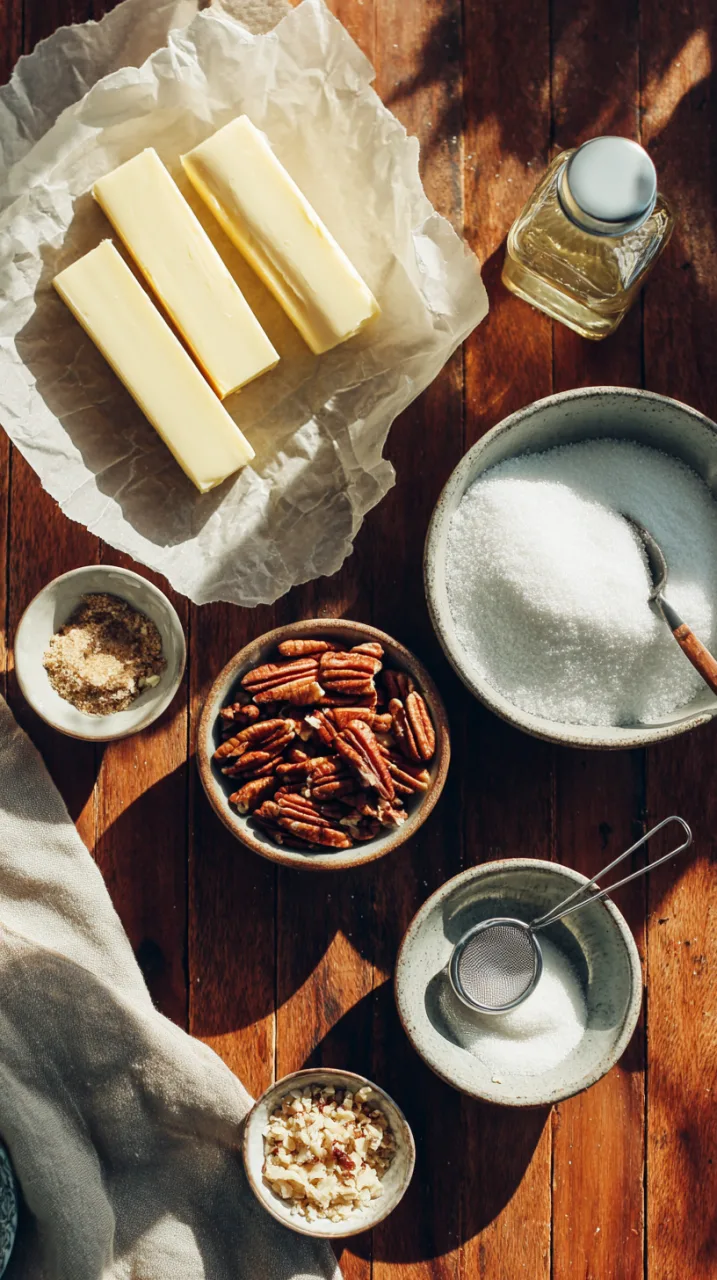 ingredients for toasted pecan shortbread