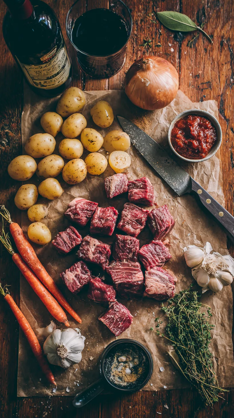 ingredients for Slow Cooker Beef Stew with Red Wine