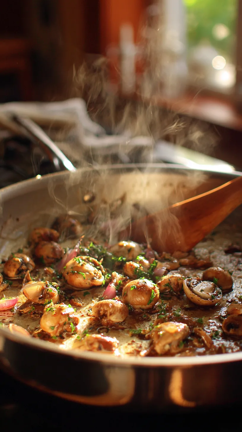mushrooms and shallots sizzling in butter