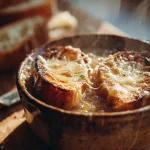french onion soup from scratch, melted gruyère