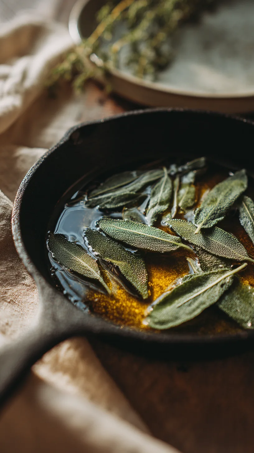 sage leaves sizzling in melted butter