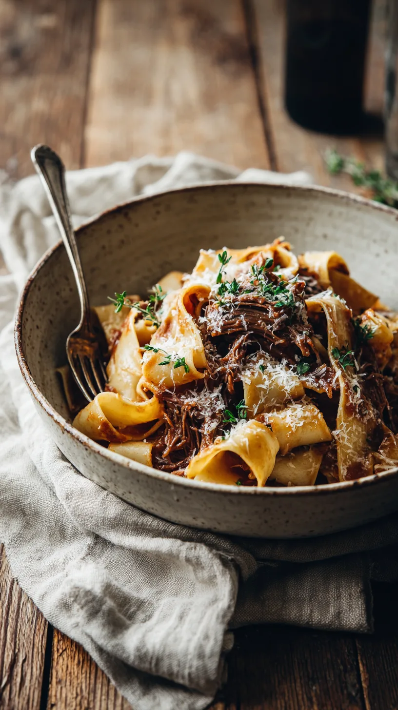 Tossing Pappardelle in the Sauce