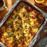 Easter breakfast casserole just out of the oven