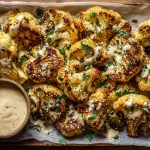 crispy roasted cauliflower with lemon and tahini