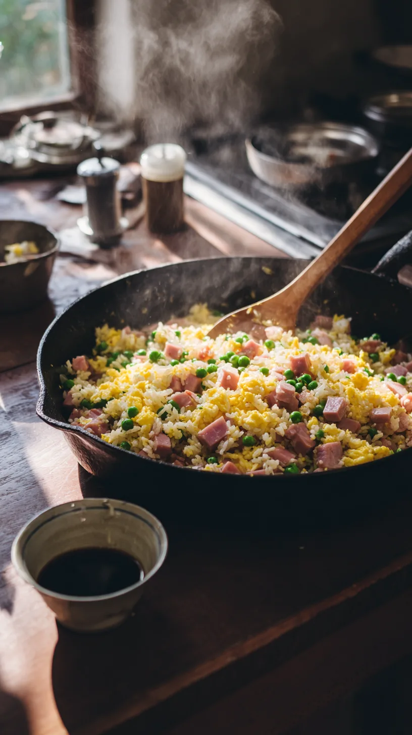 ham fried rice on stovetop