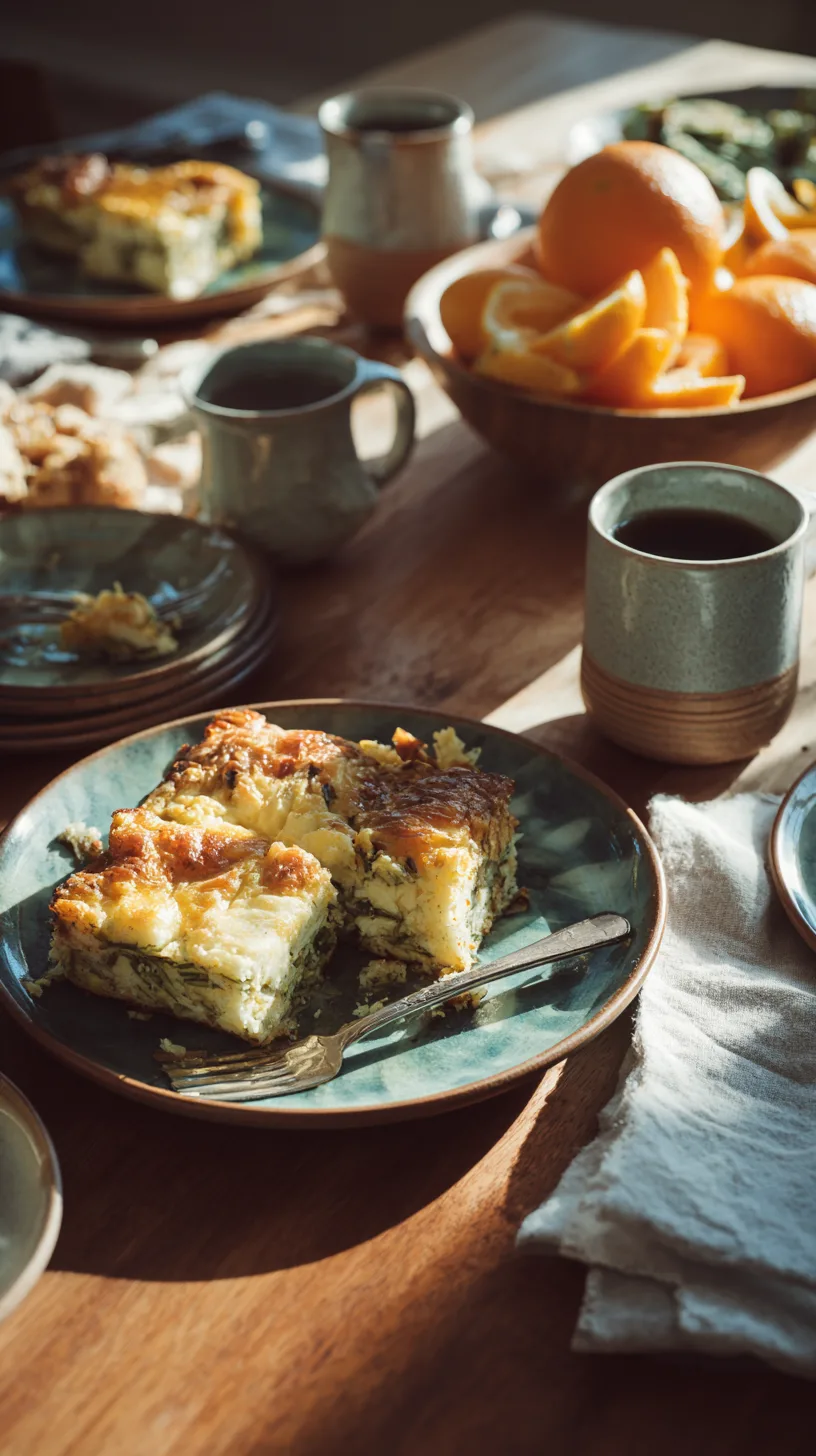 sliced breakfast casserole on Easter morning