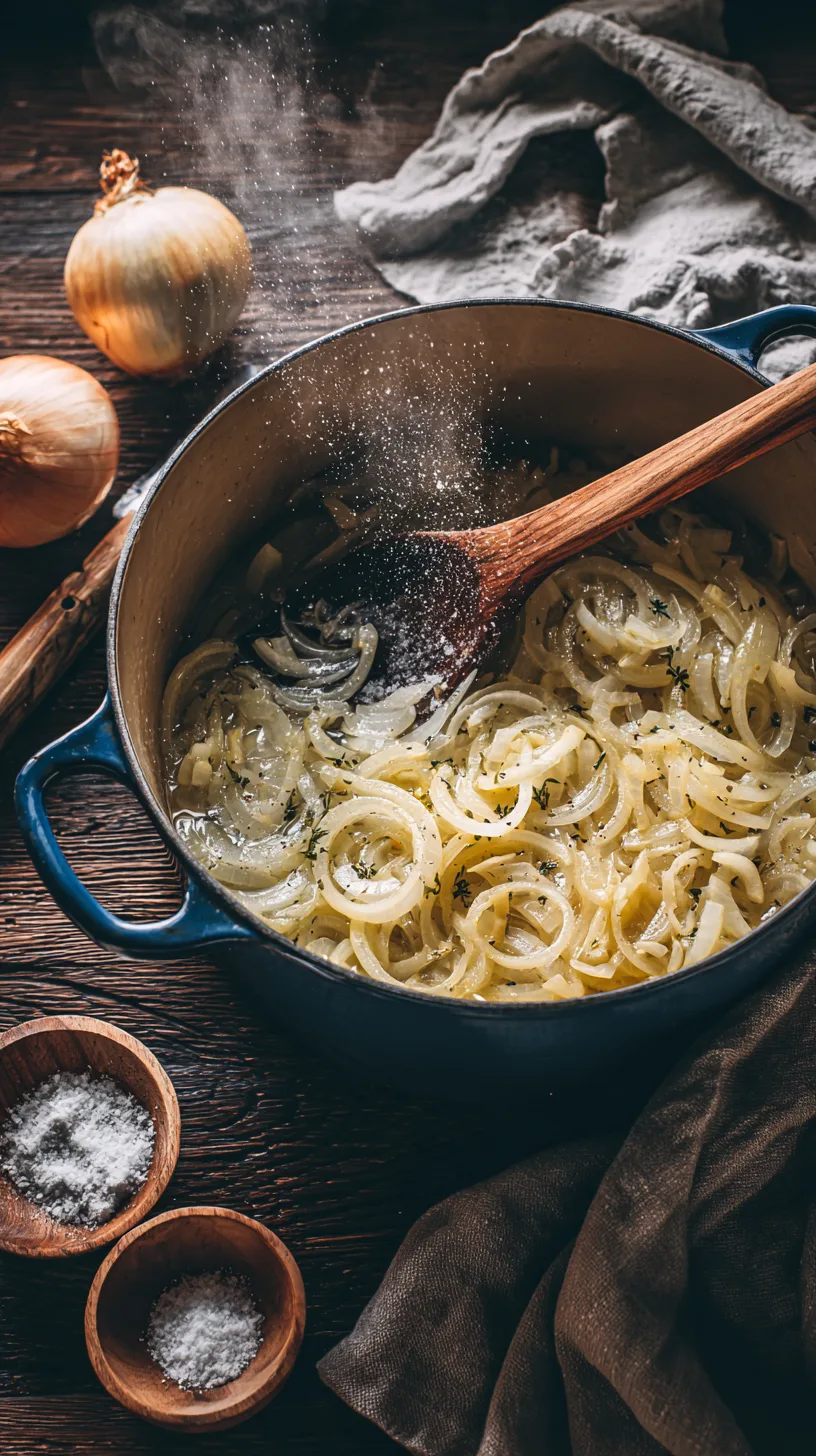 adding baking soda and salt to onions