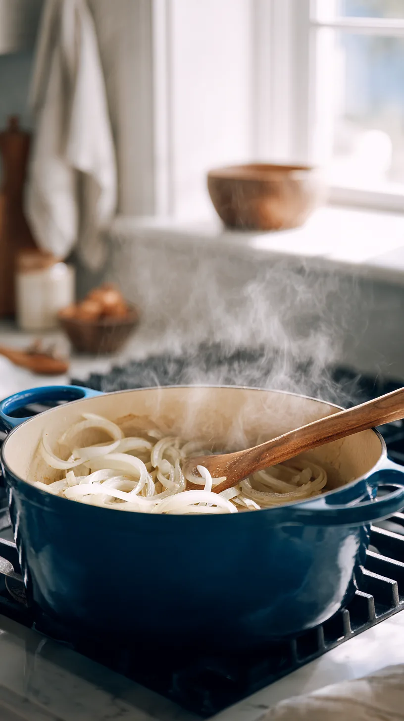 sliced onions steaming