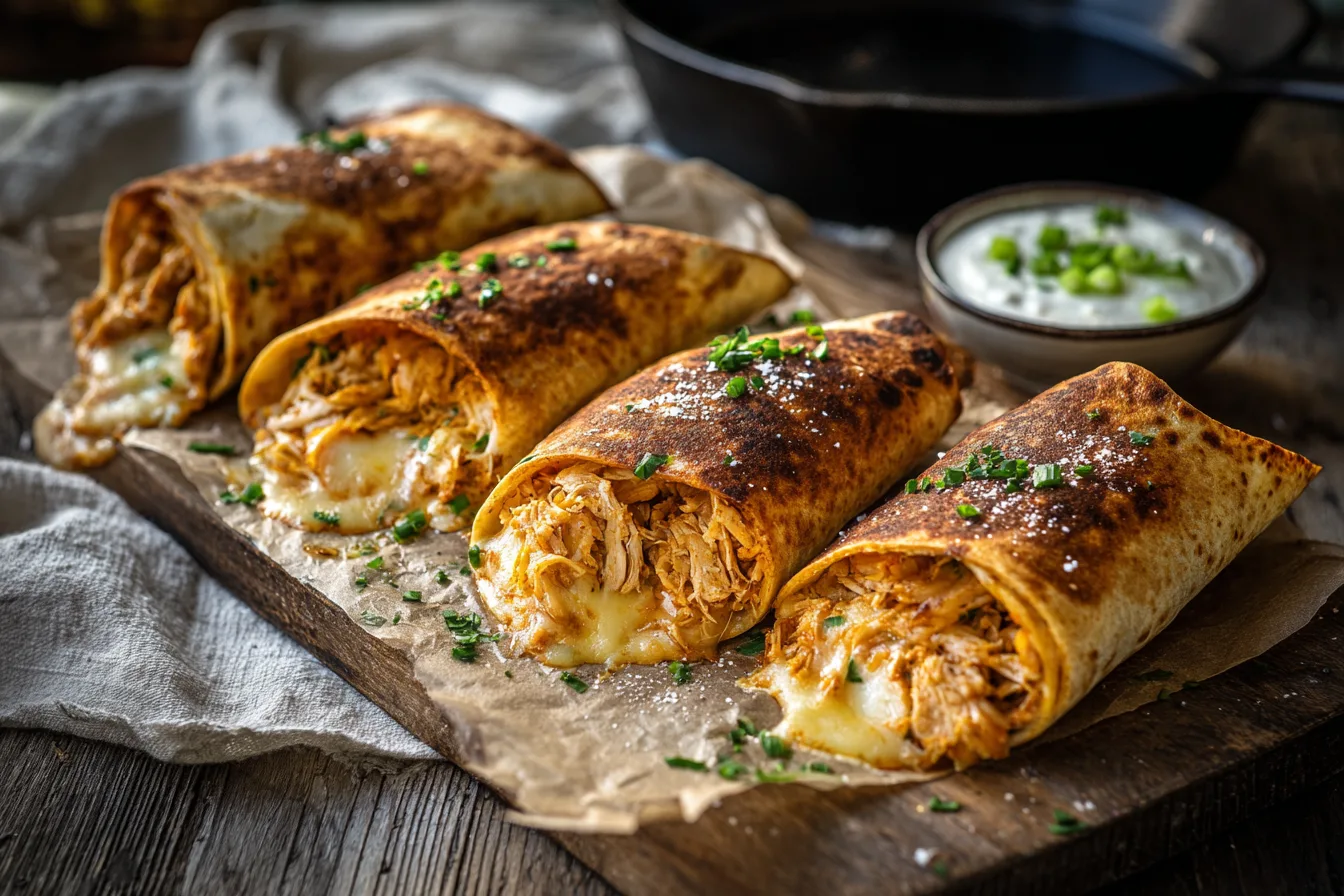 cheesy garlic chicken wraps