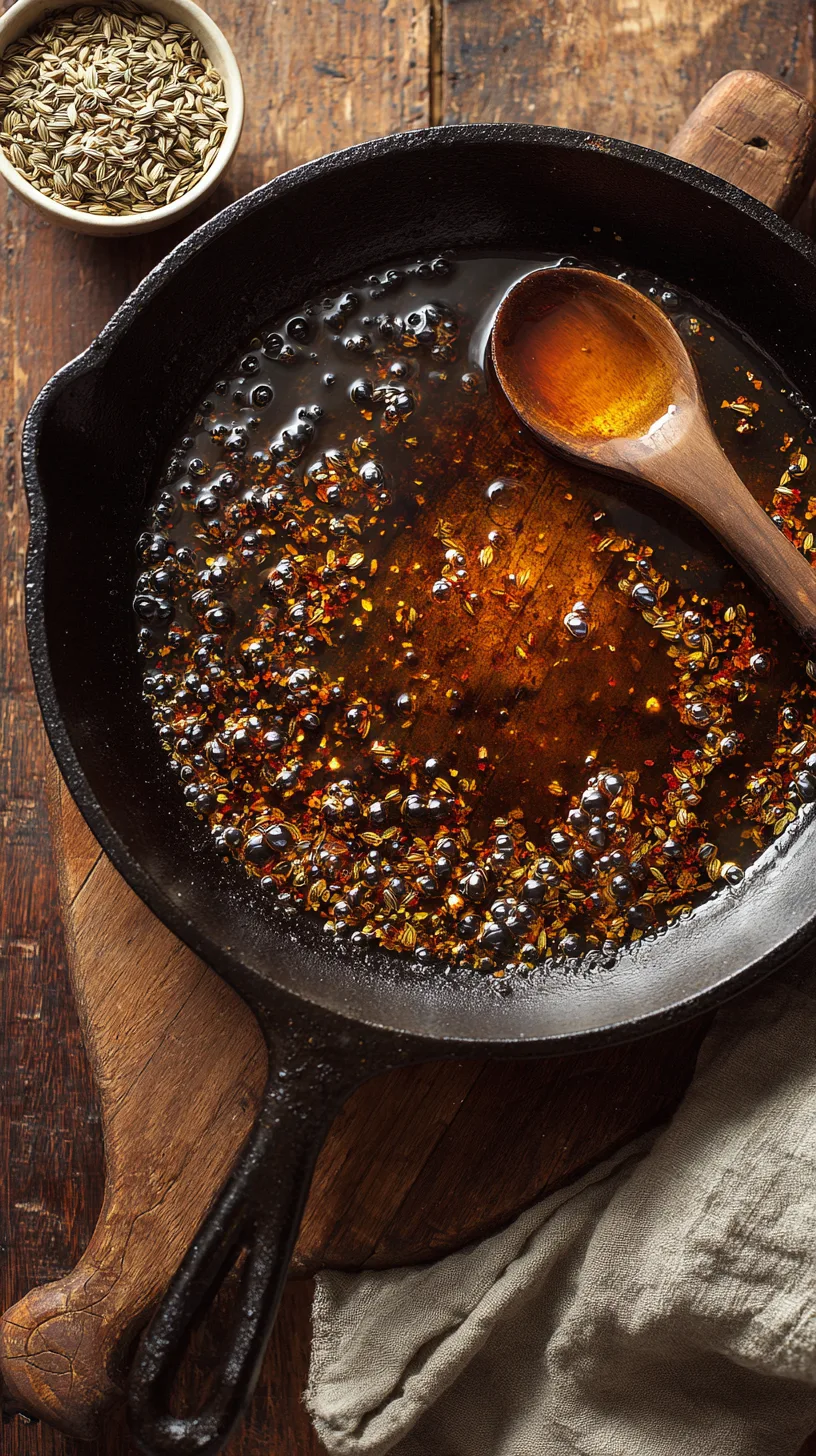 fennel seeds and red pepper flakes sizzling in shimmering sausage fat